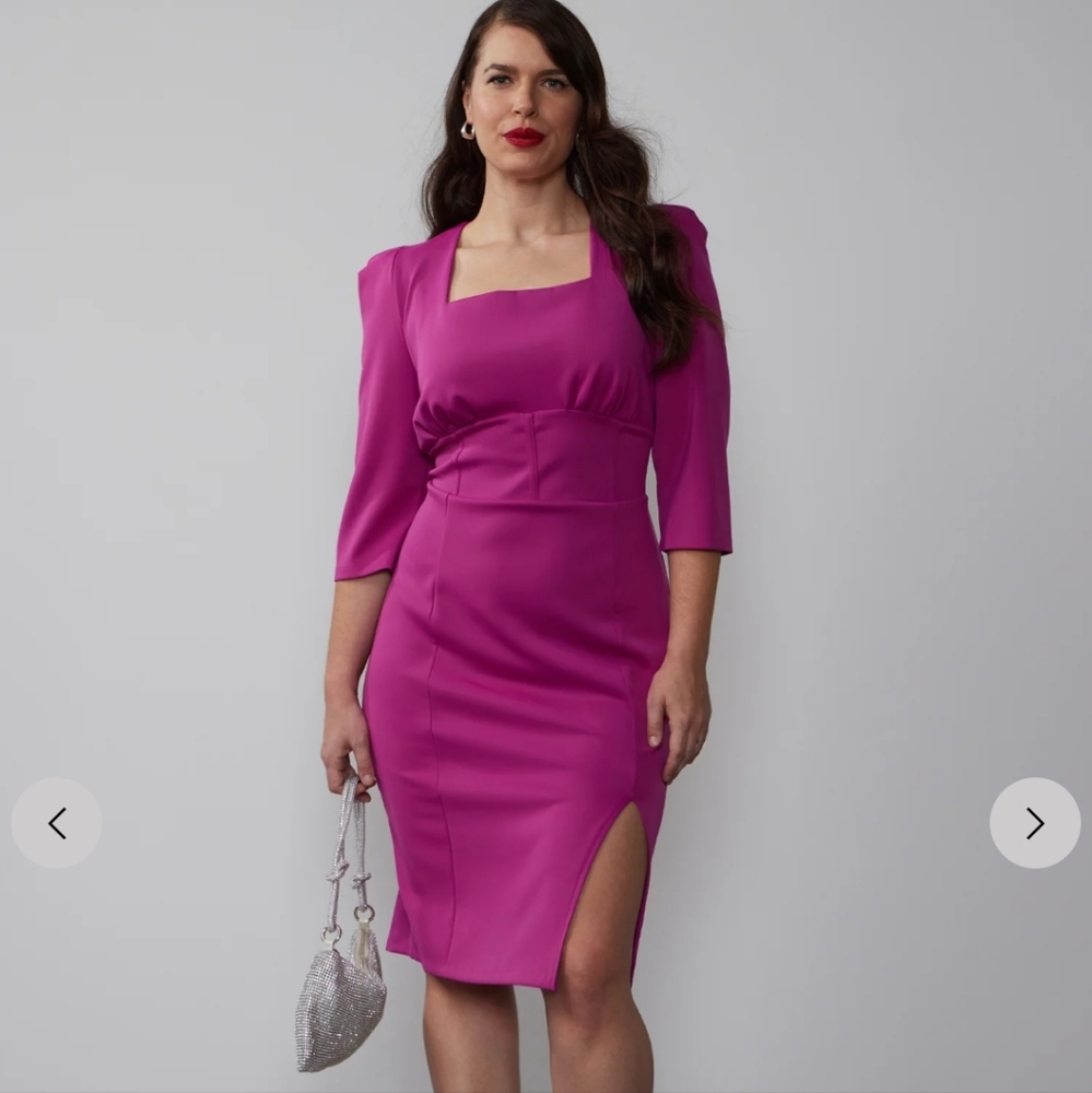 NY&C 2X Plus Corset Waist Side Slit Dress color VIOLET GEM SCS